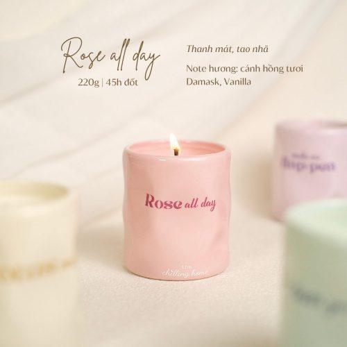 Nến Thơm Rose all day - BST Nến Thơm Thư Giãn Thông Điệp Ẩn Healing Pastel của The Chilling Home - Quà Tặng Chữa Lành Cho Người Thương
